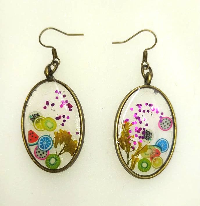 Earrings, epoxy resin