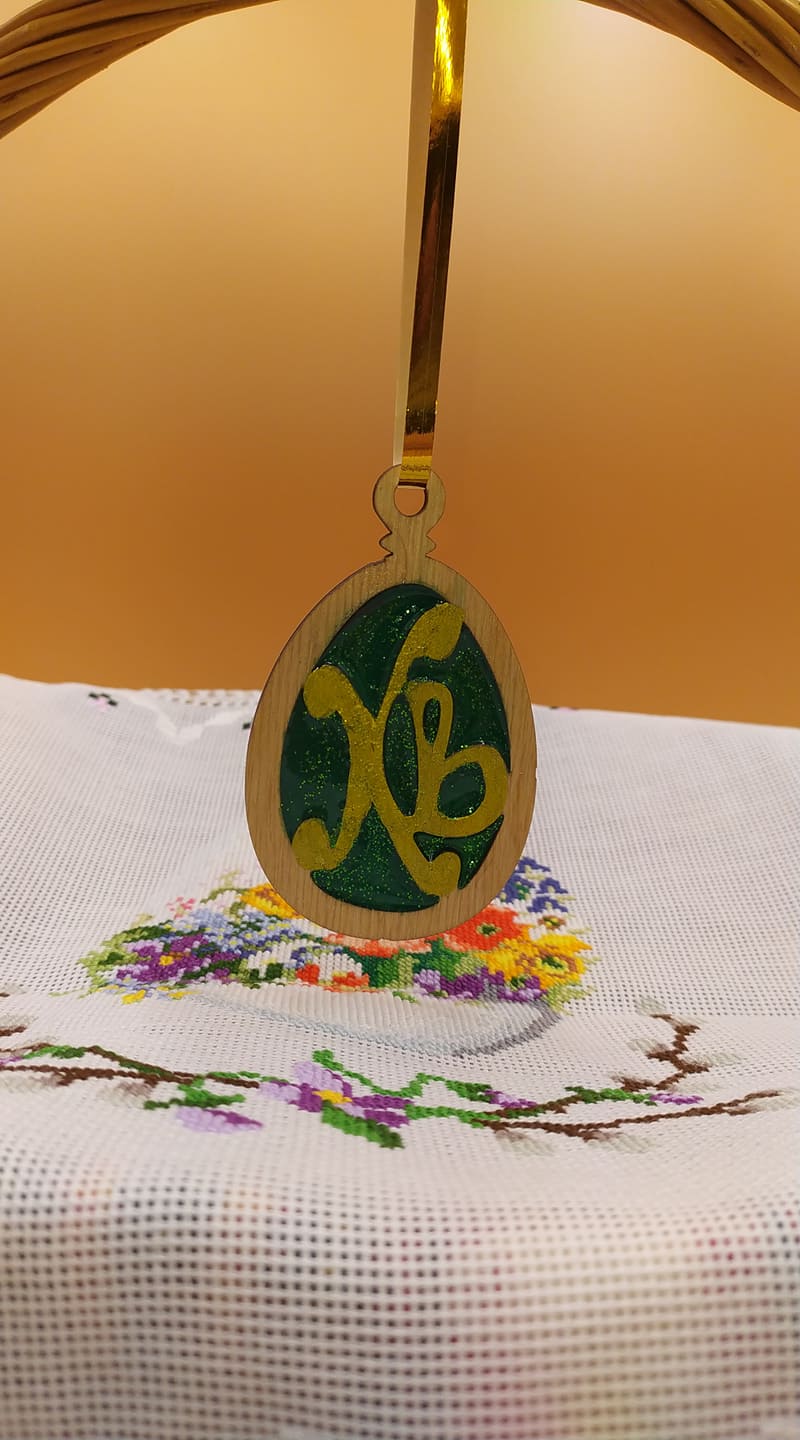 Wooden easter egg with epoxy resin